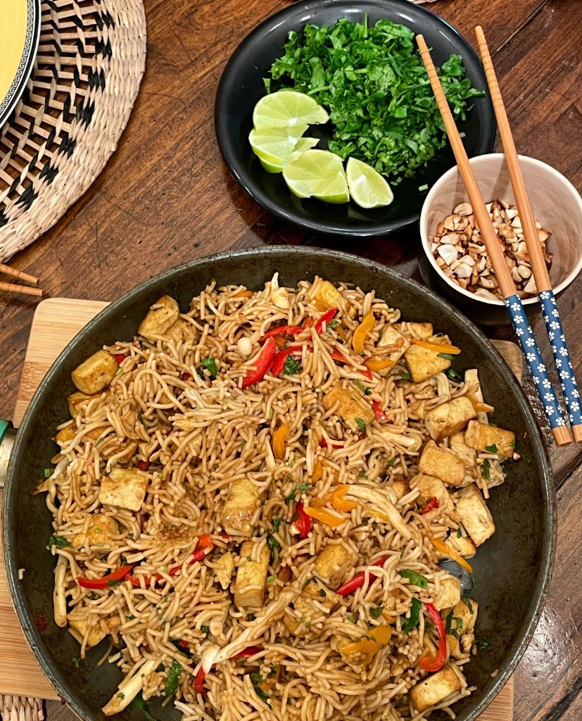Asian-Style Stir-Fried Noodles with Crispy Tofu