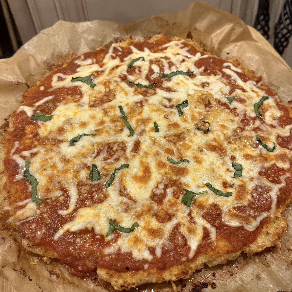 Chicken Crust Pizza with Marinara and Mozzarella