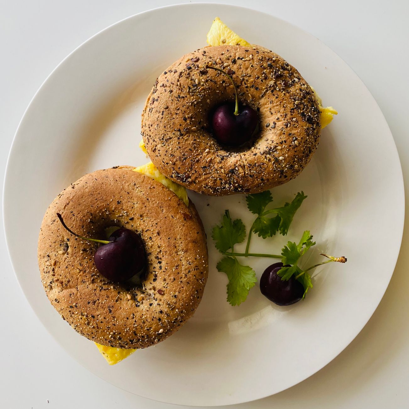 Bagels with Cream Cheese and Cherries
