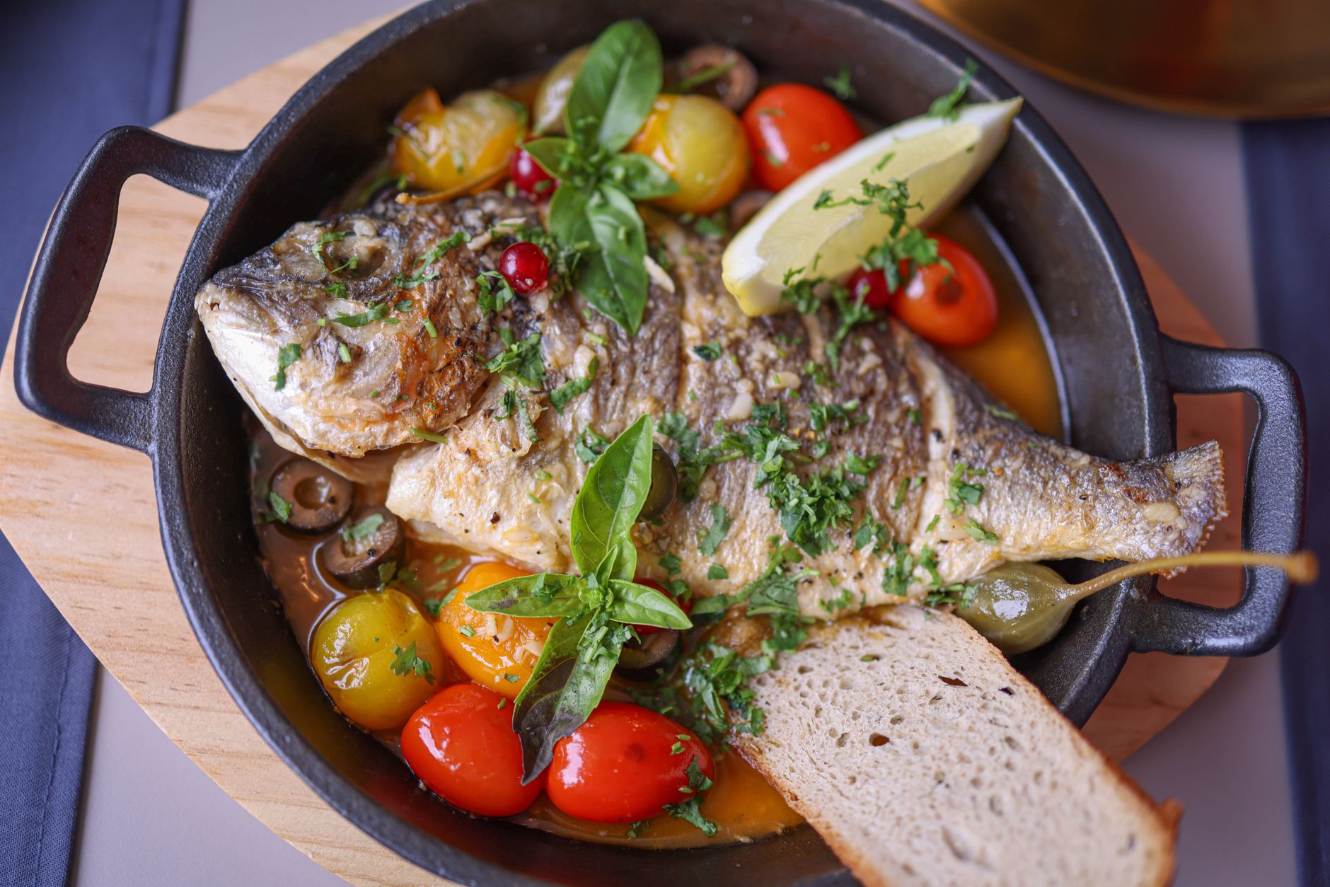 Baked Mediterranean Fish with Tomatoes and Herbs