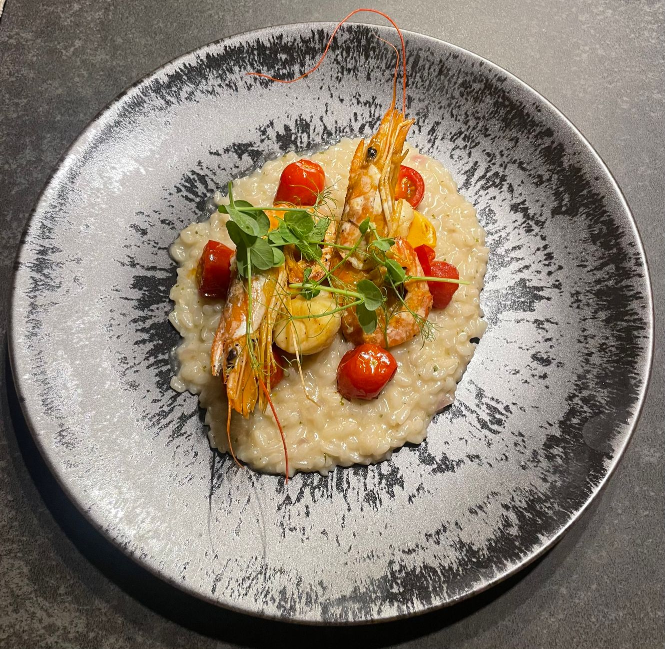 Barley Risotto with Shrimp and Cherry Tomatoes