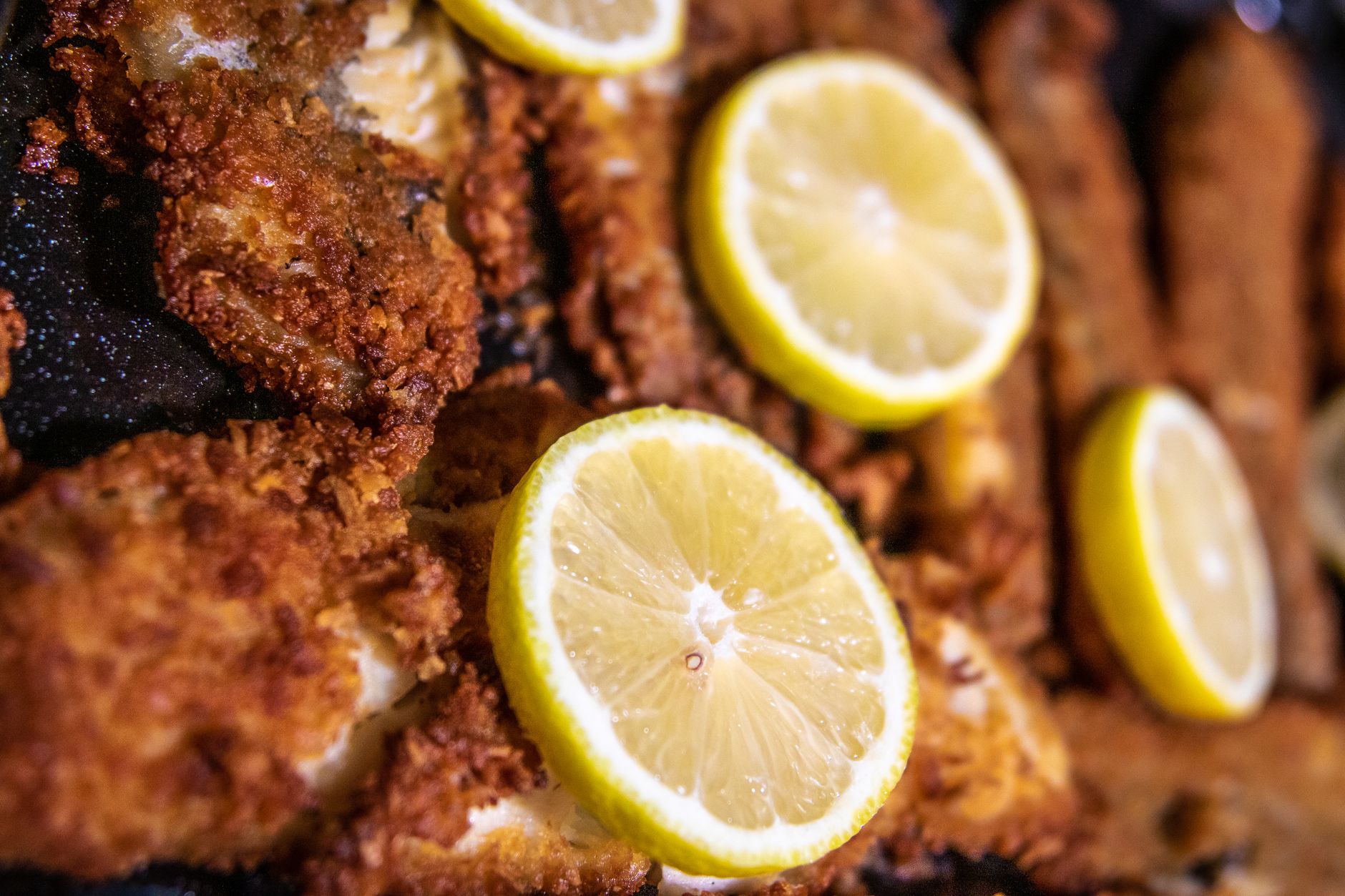 Battered and Fried Fish with Lemon