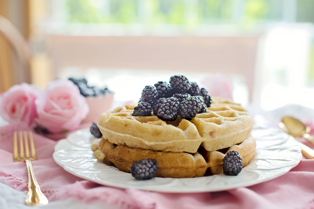 Belgian Waffles with Blackberries