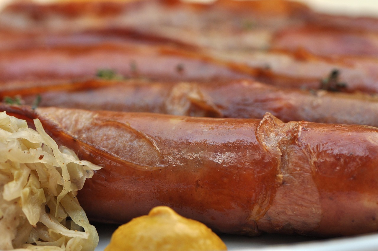 Bratwurst with Sauerkraut and Mustard