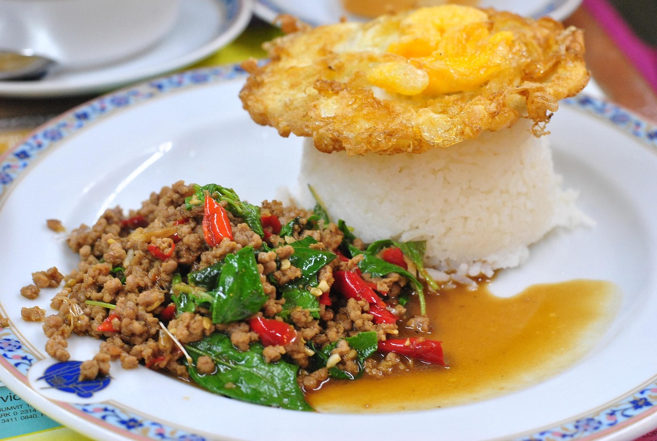 Broken Rice with Pork and Fried Egg