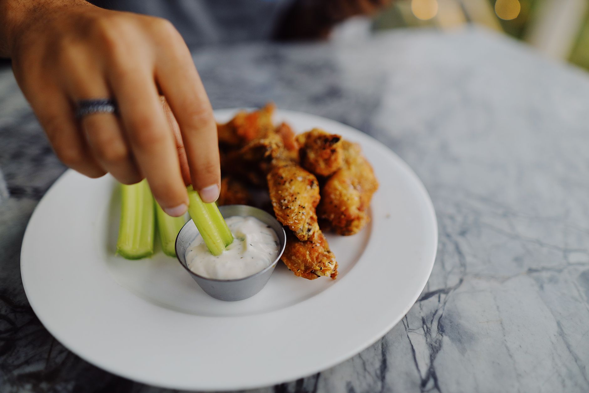 Buffalo Wings with Celery and Ranch Dressing
