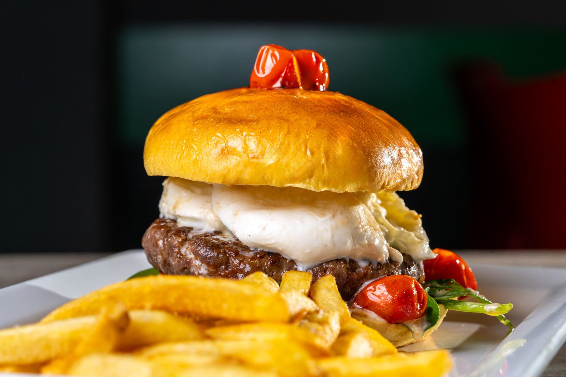 Burger with Mozzarella and Cherry Peppers