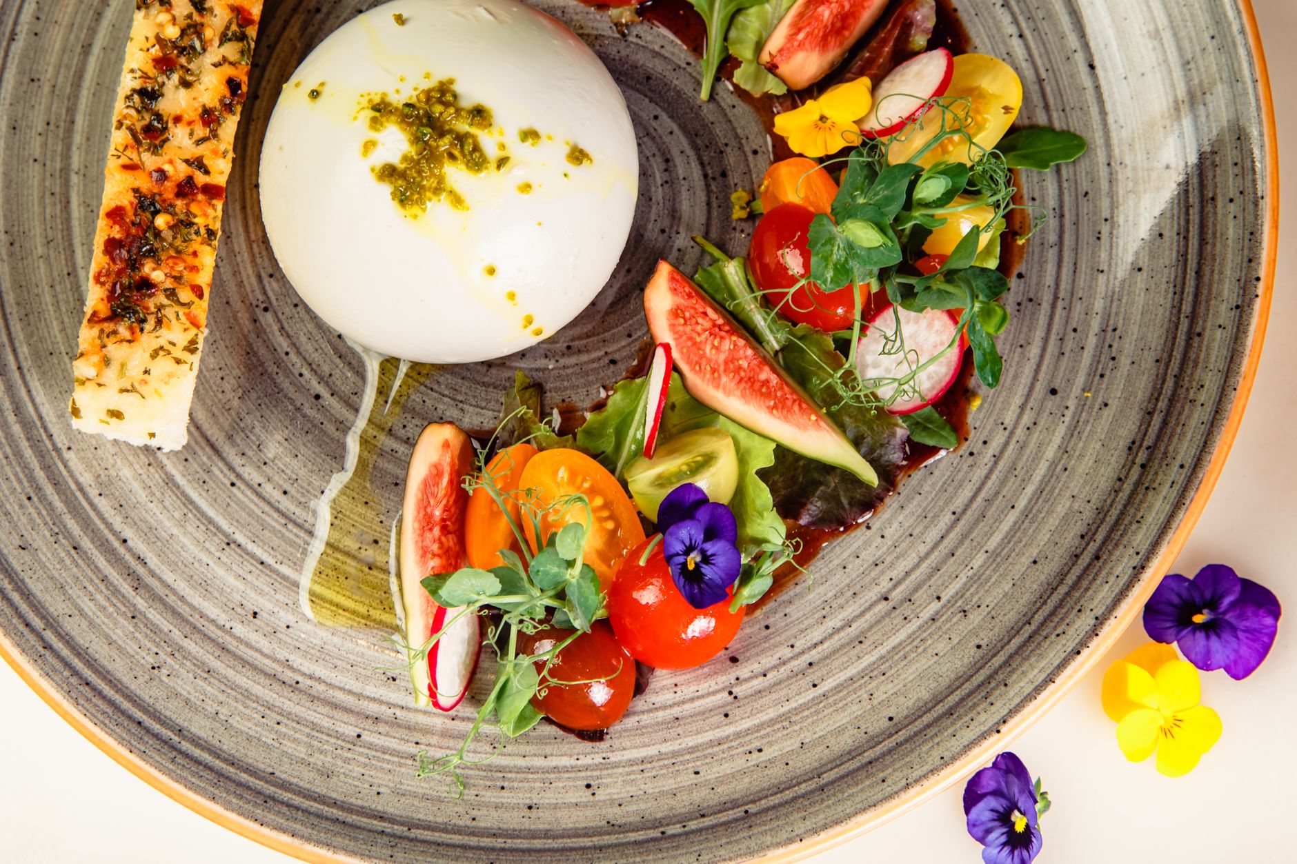 Burrata with Cherry Tomatoes and Vegetables