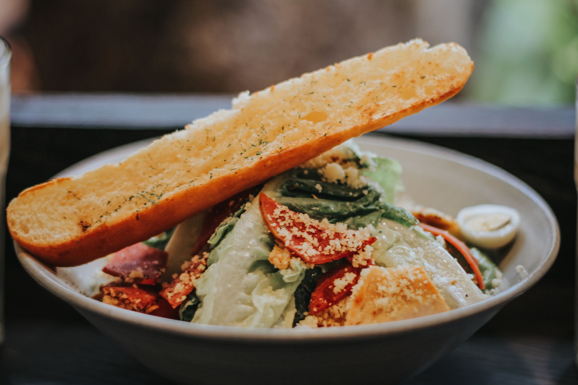 Caesar Salad with Garlic Bread