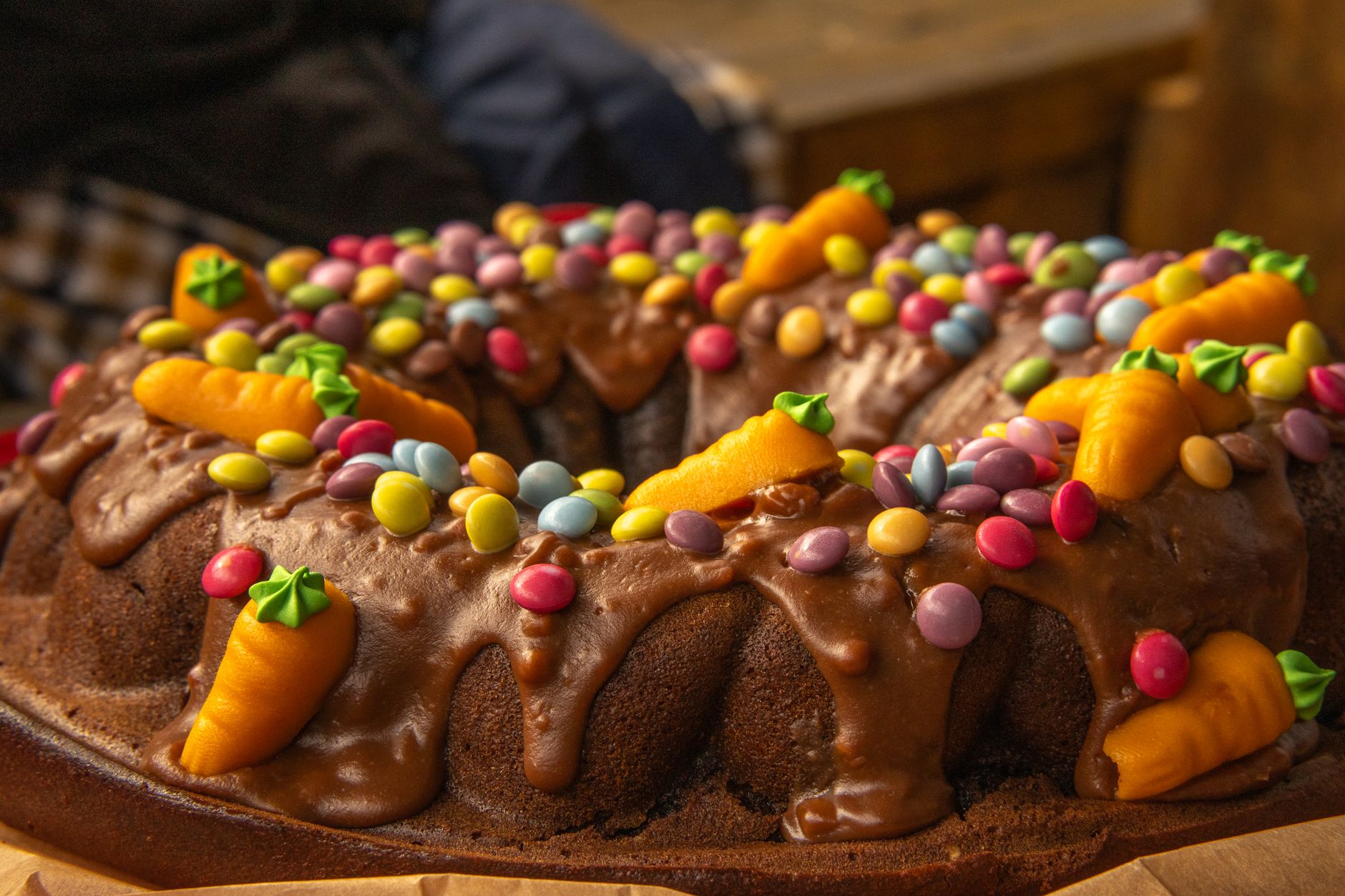 Carrot Bundt Cake with Chocolate Glaze