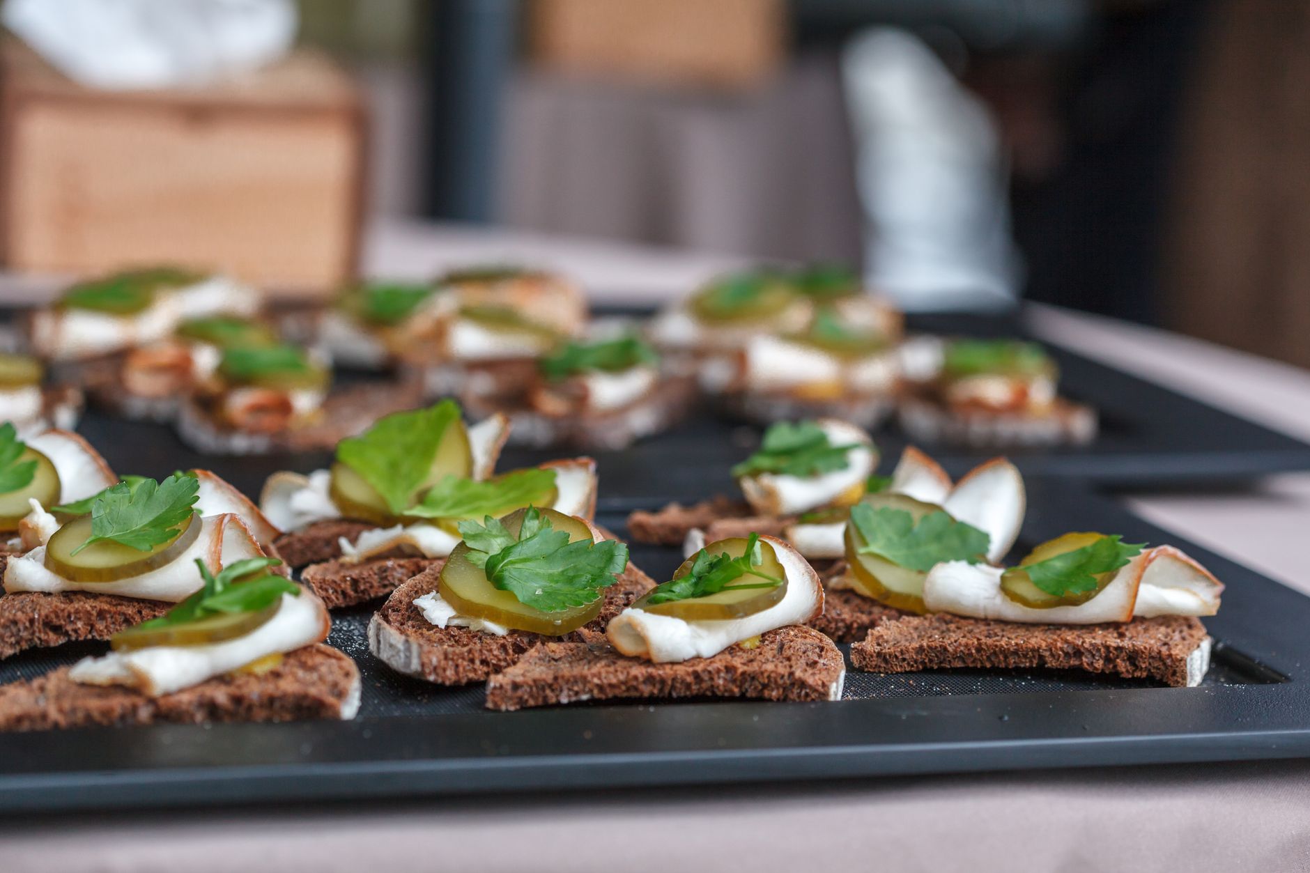 Cheese and Pickle Canapés