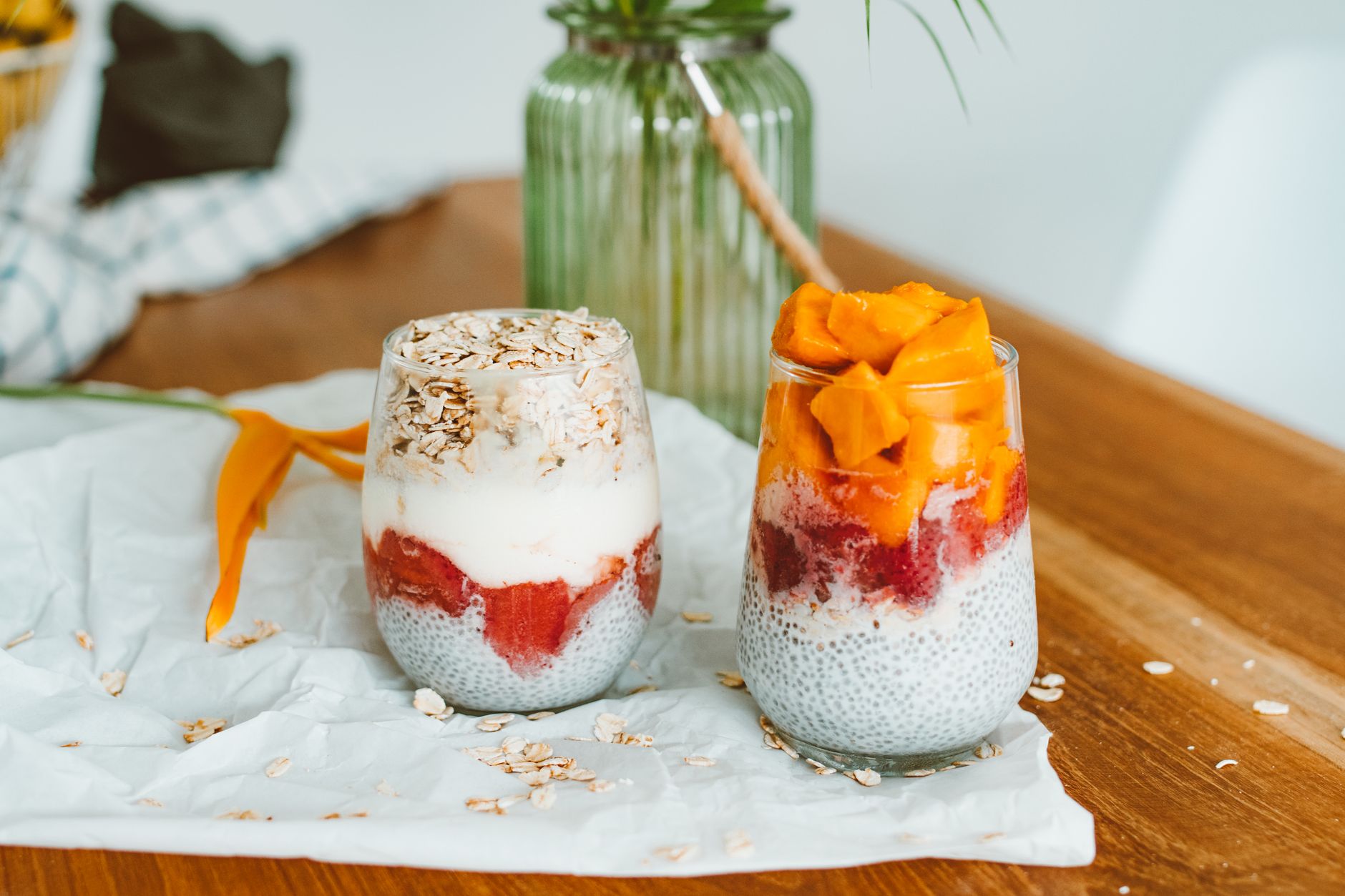 Chia Seed Pudding with Berries and Mango
