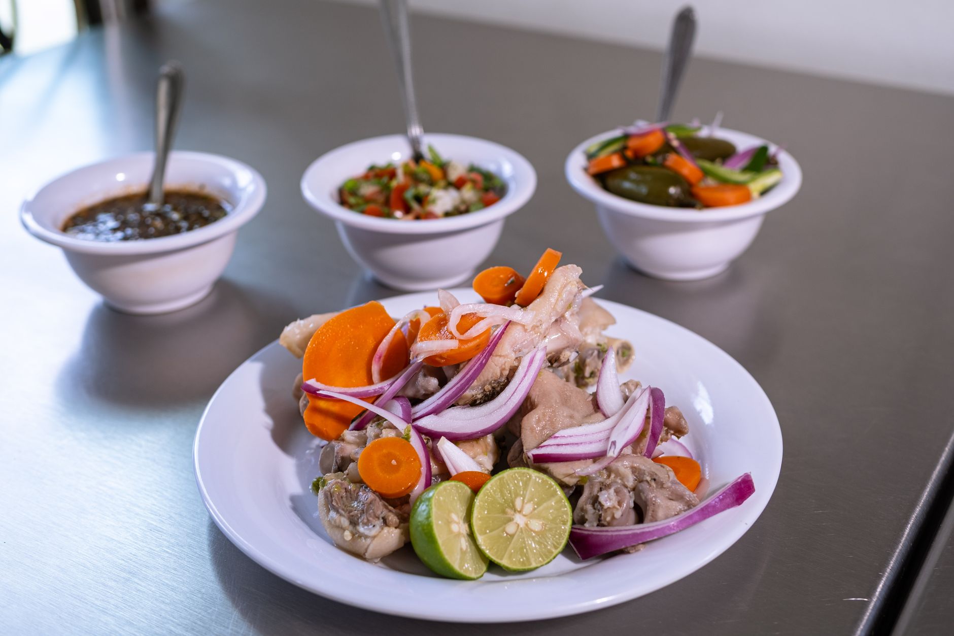 Chicken with Vegetable Salad and Sauces