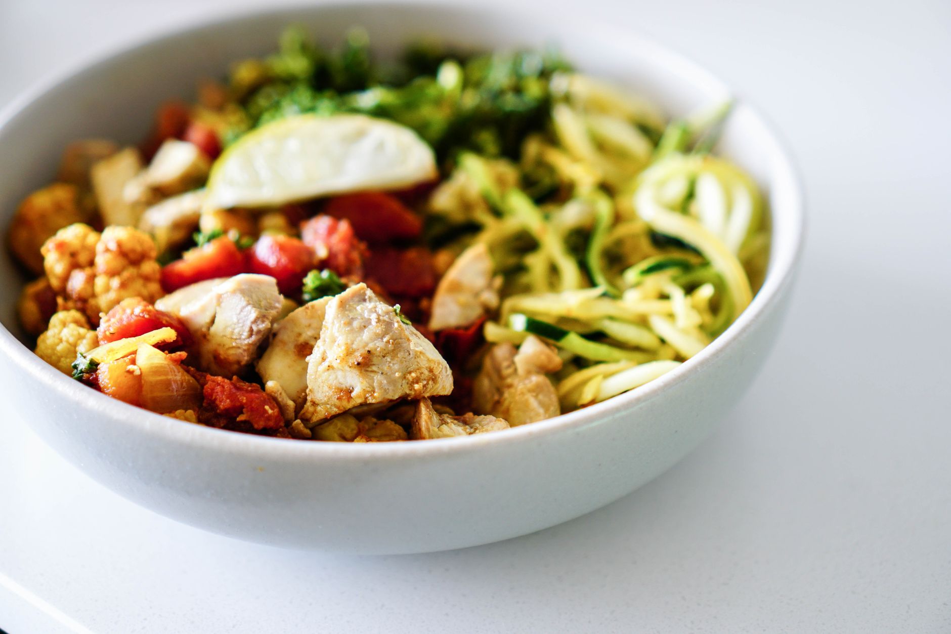 Chicken Zucchini Noodle Bowl