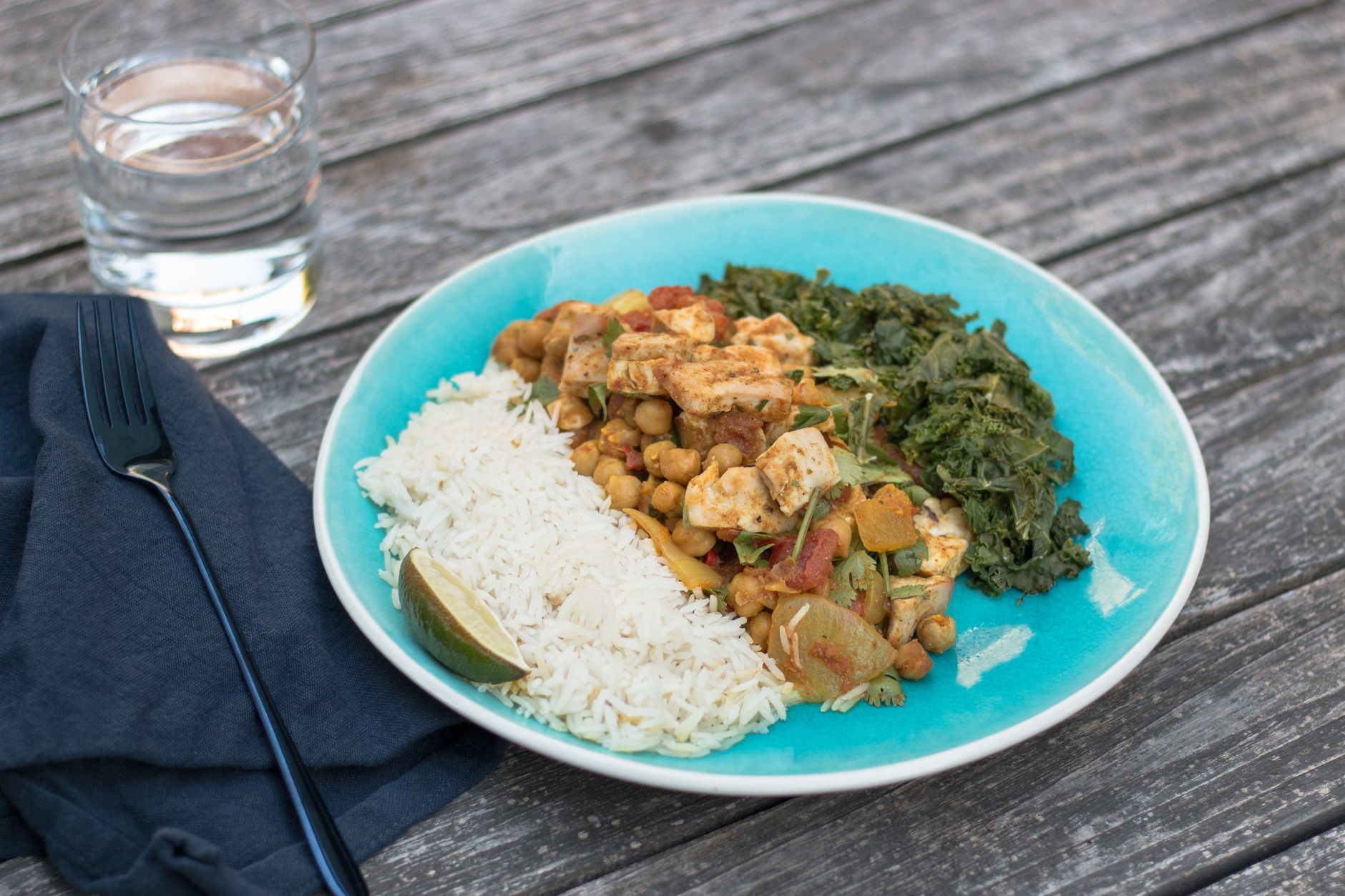 Chickpea Curry with Rice and Spinach