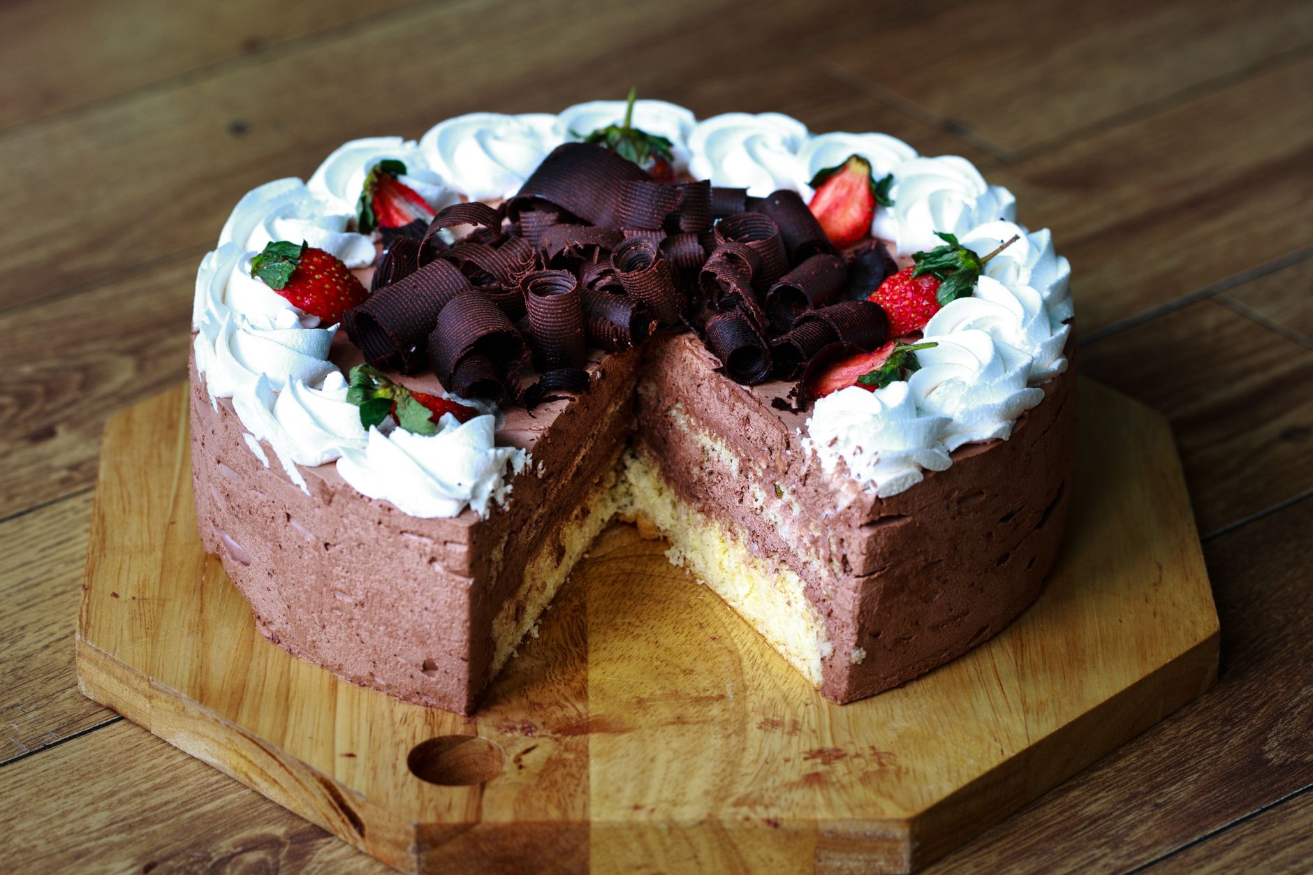 Chocolate Mousse Cake with Strawberries