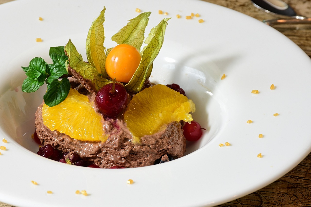 Chocolate Mousse Dessert with Orange and Berries