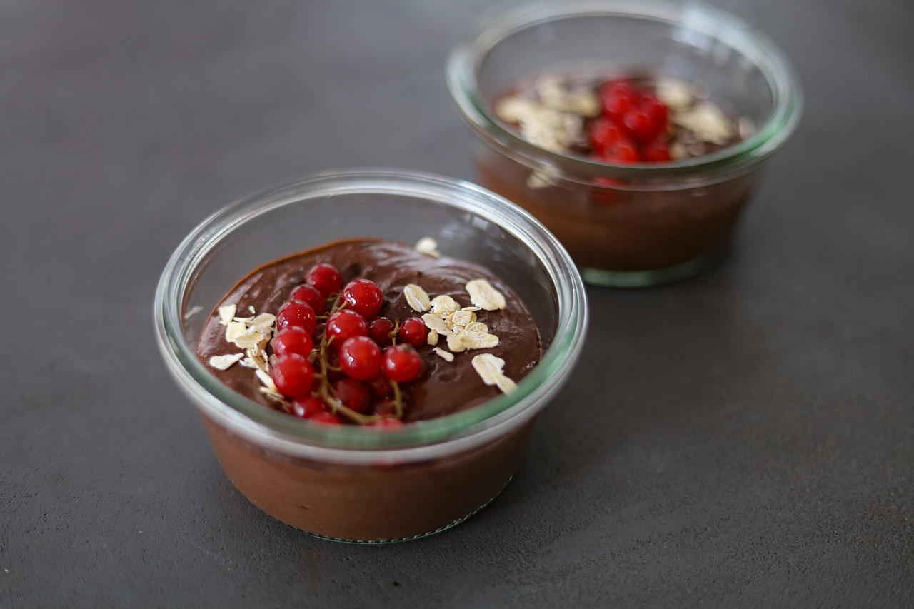 Chocolate Mousse with Red Currants and Oats
