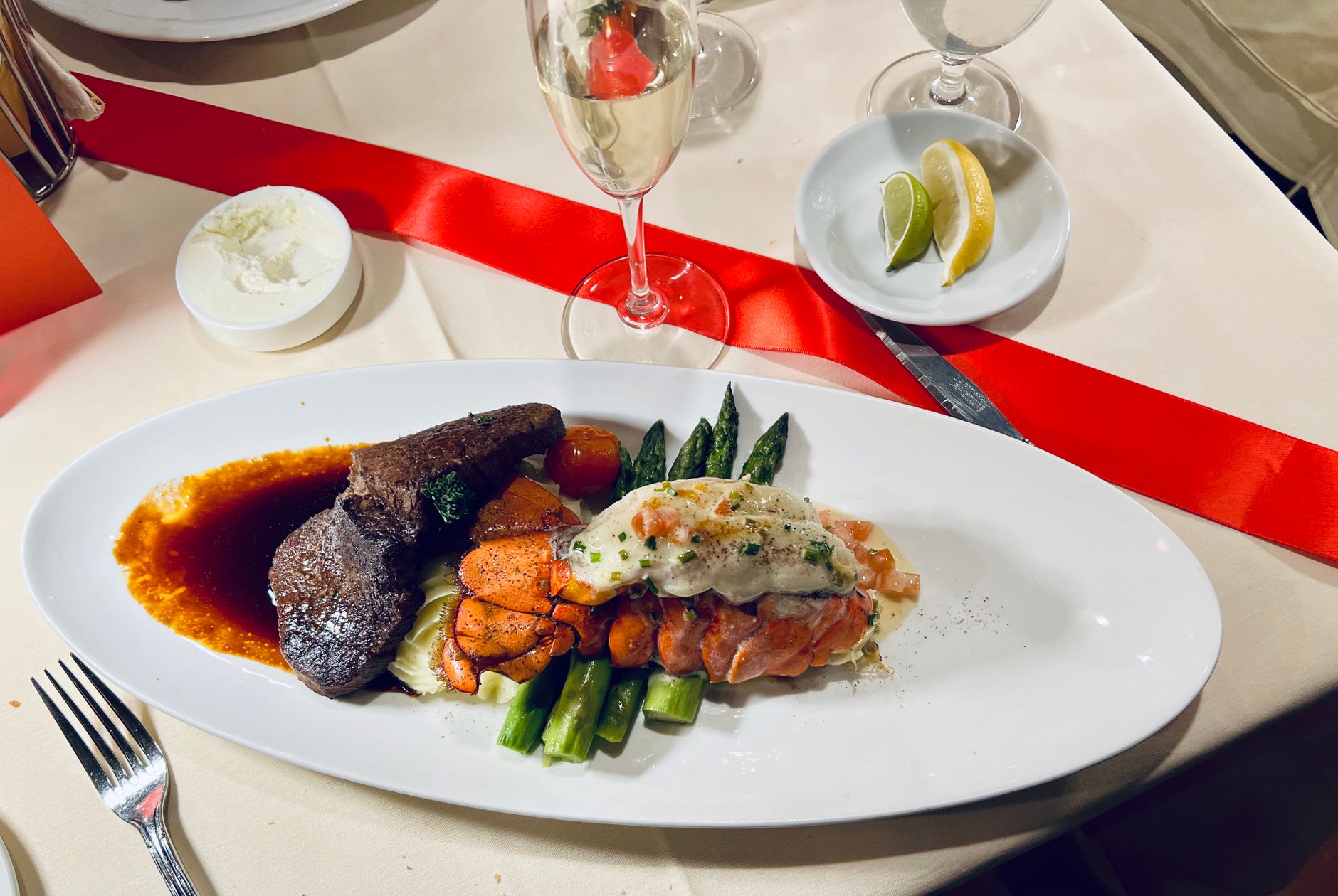 Filet Mignon with Salmon and Asparagus