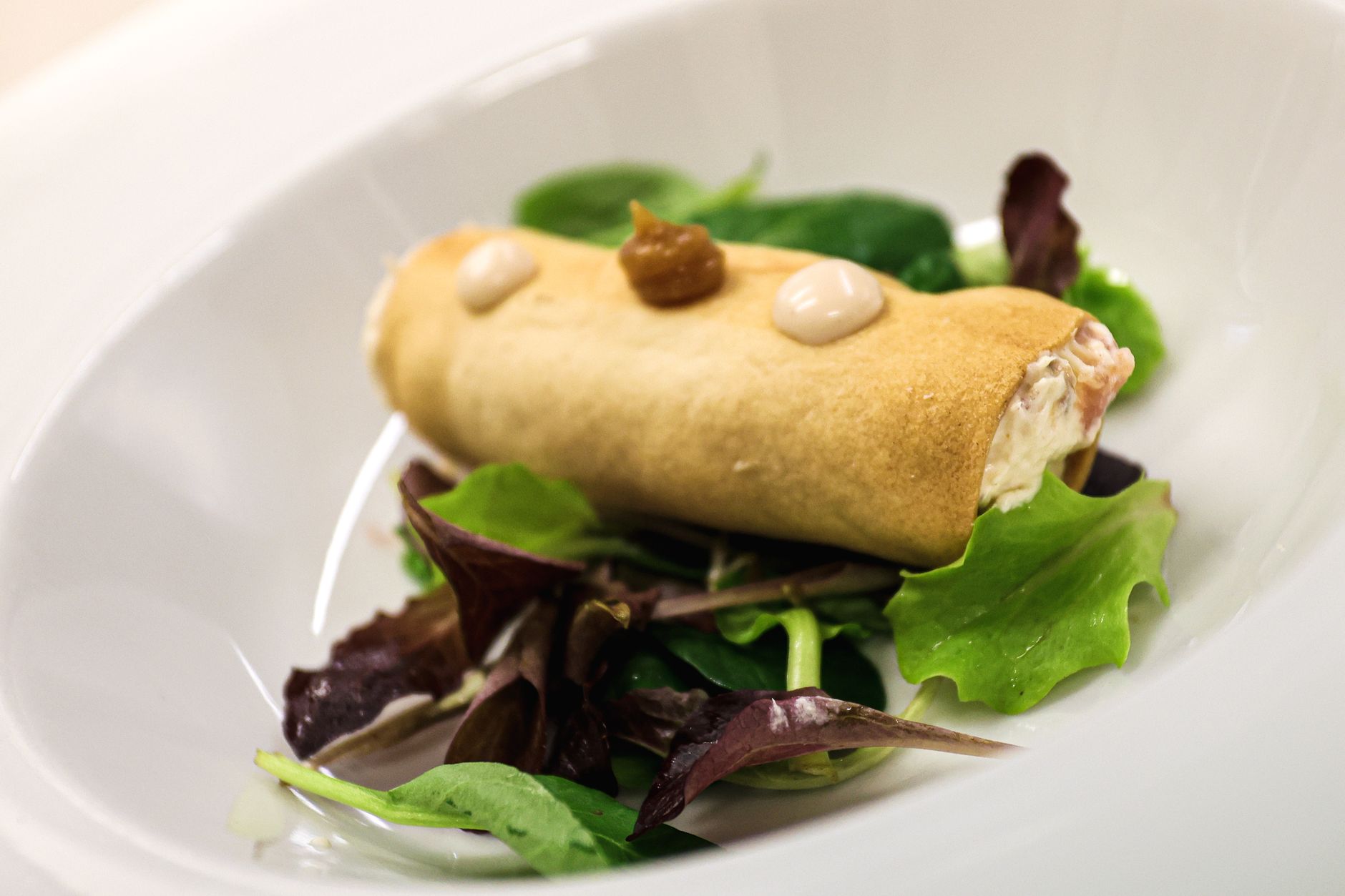 Fish Roulade with Mixed Greens
