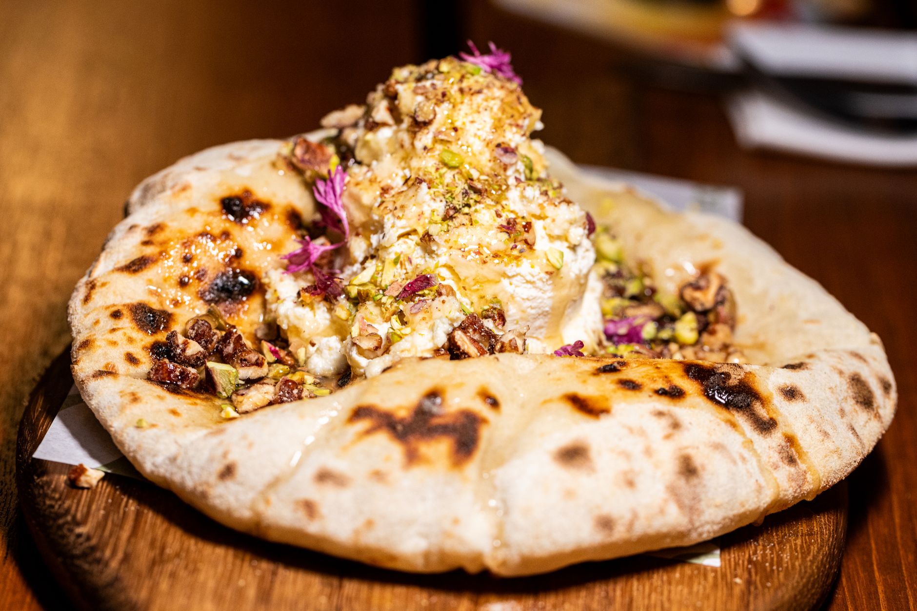 Flatbread with Yogurt Cheese and Pistachios