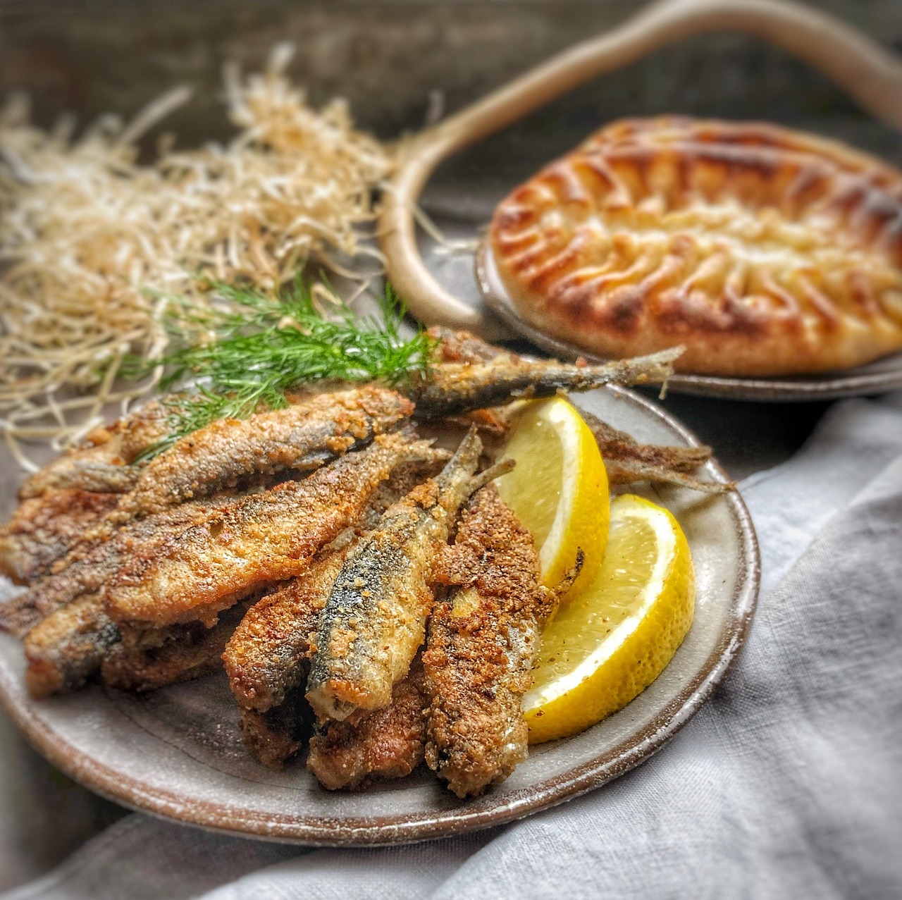 Fried Anchovies with Lemon and Dill