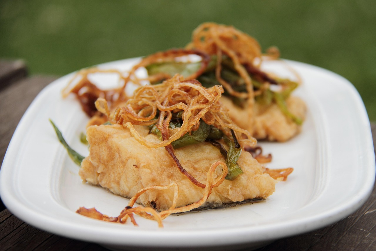 Fried Fish with Crispy Onion Topping