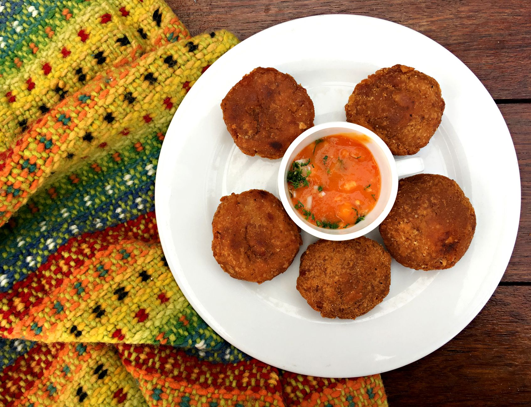Fried Green Plantain Patties with Dipping Sauce