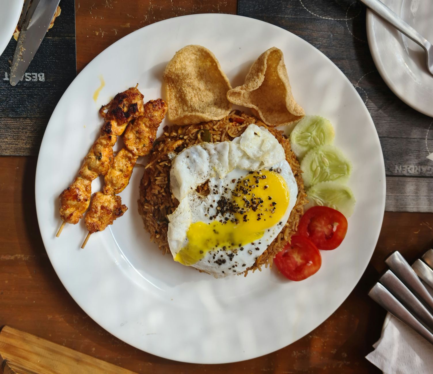 Fried Rice with Egg and Satay