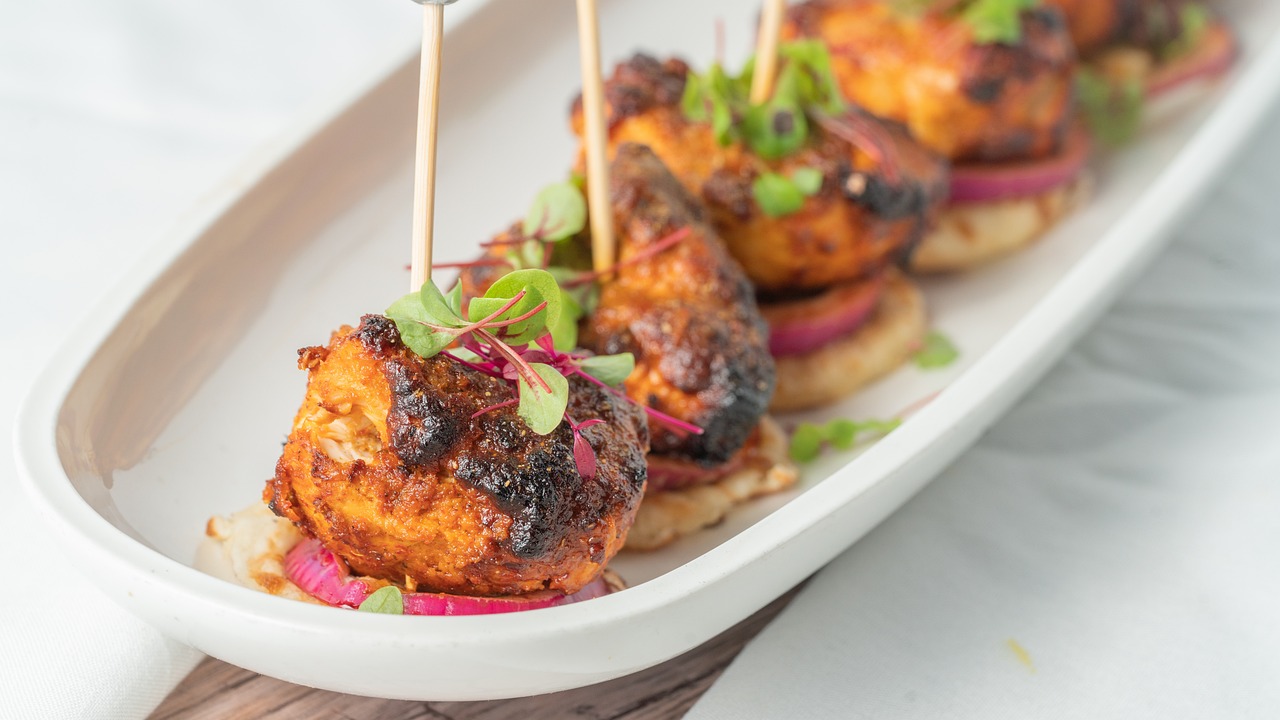 Grilled Chicken Skewers with Bread and Herbs