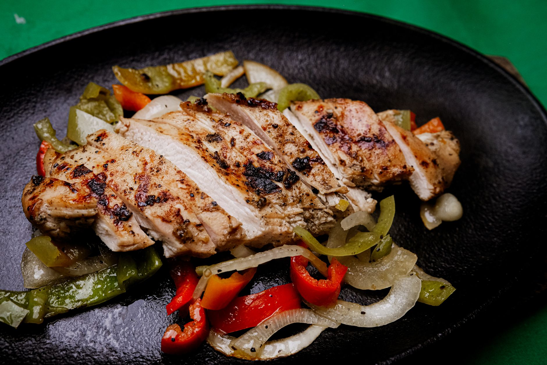 Grilled Chicken with Peppers and Onions