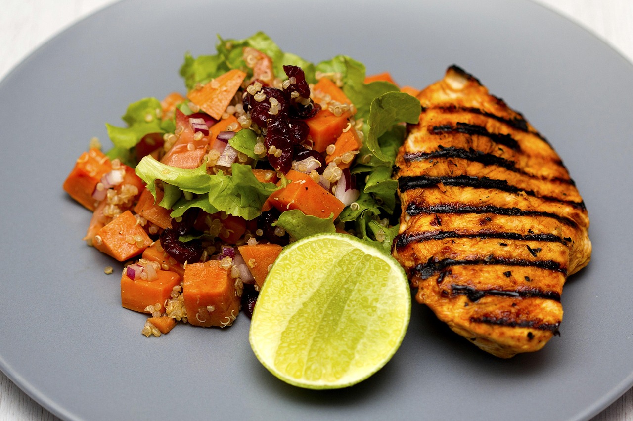 Grilled Chicken with Sweet Potato and Quinoa Salad