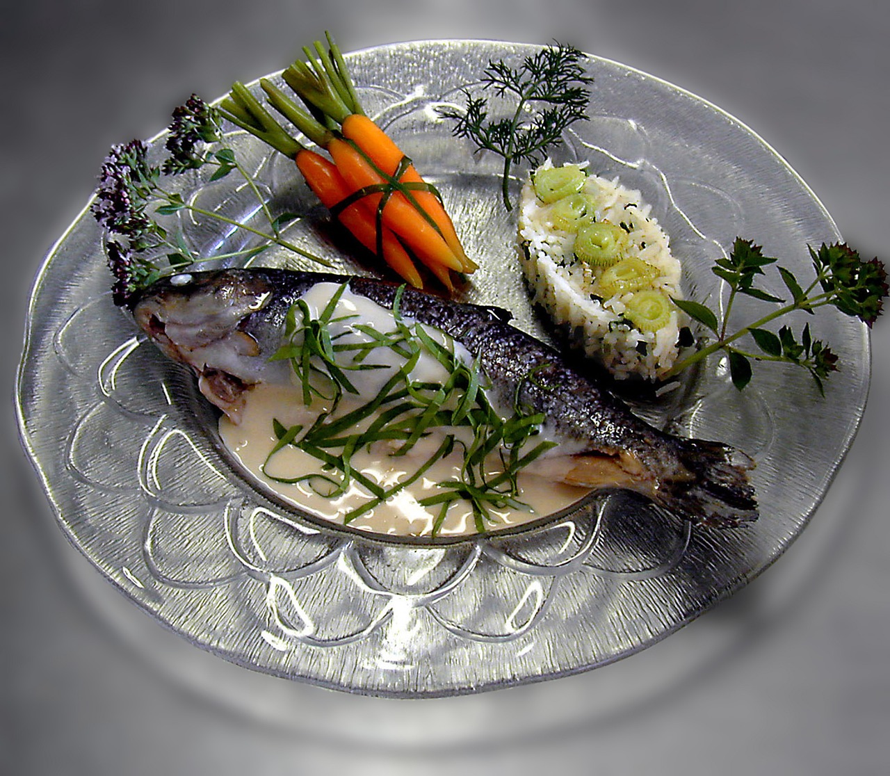 Grilled Fish with Rice and Vegetables