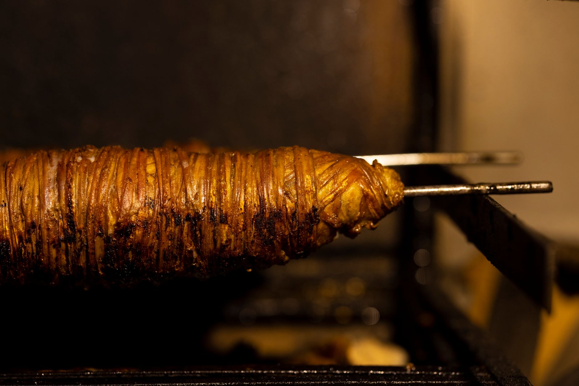 Grilled Lamb Intestines Wrapped on a Spit
