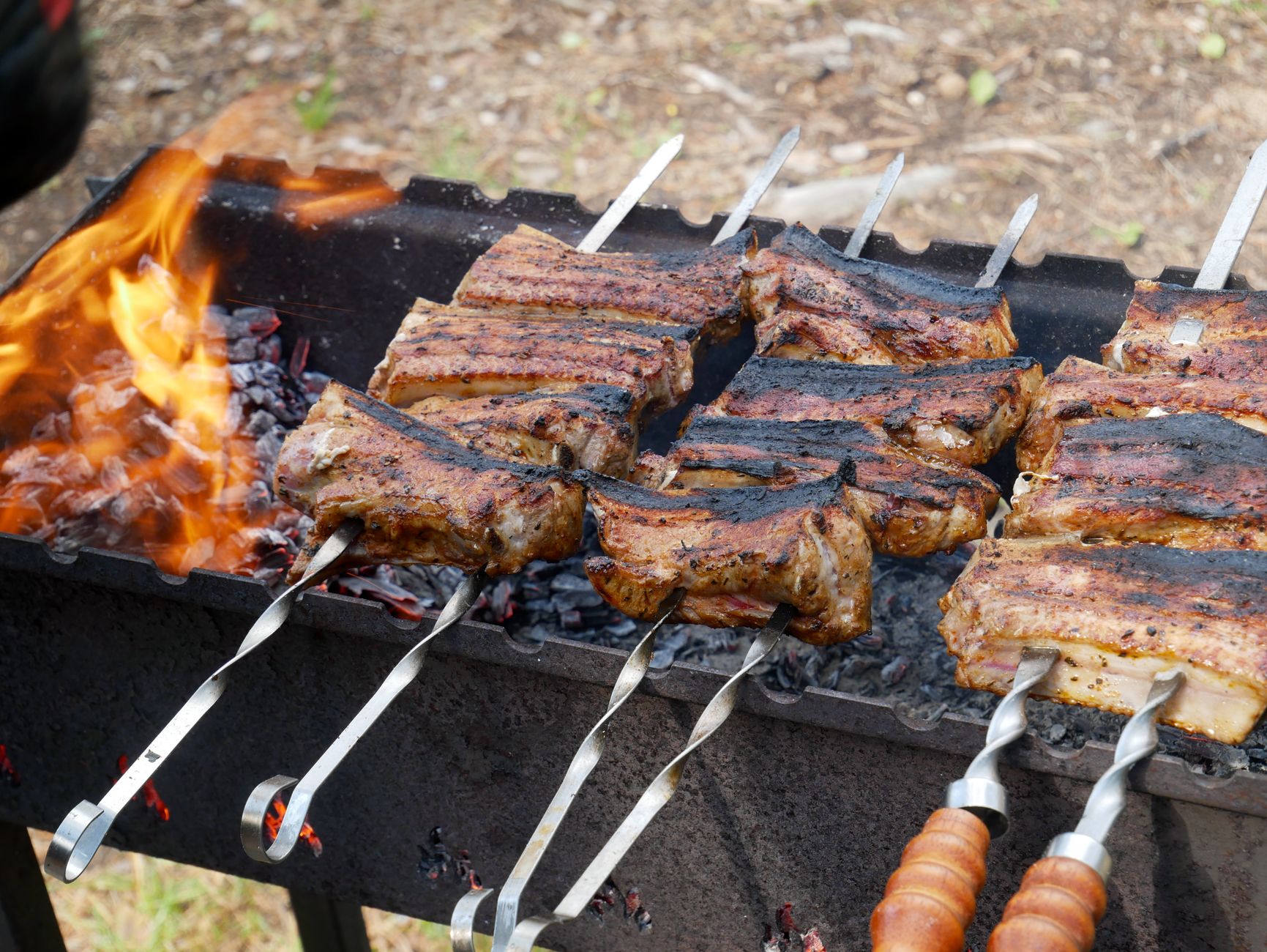 Grilled Pork Ribs on Skewers