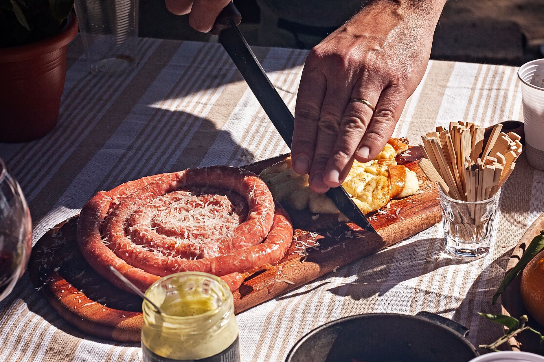 Grilled Provolone Cheese with Sausage