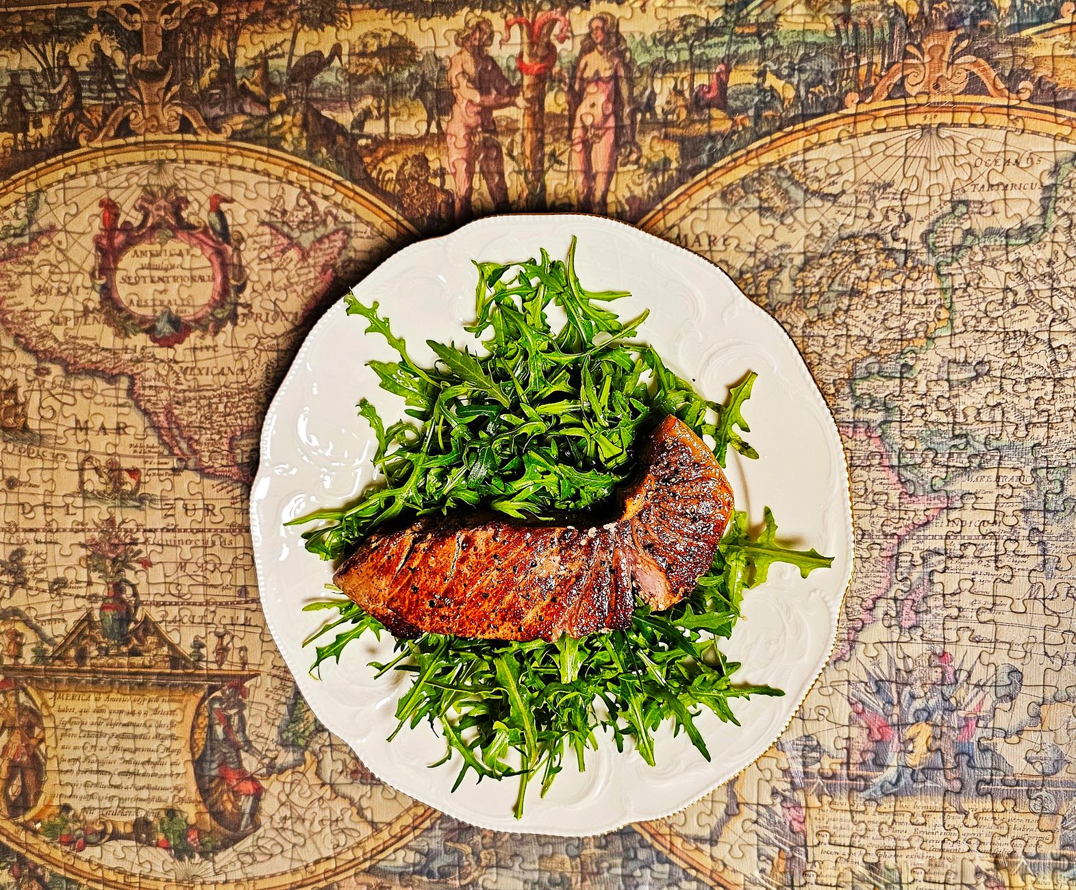 Grilled Salmon with Arugula