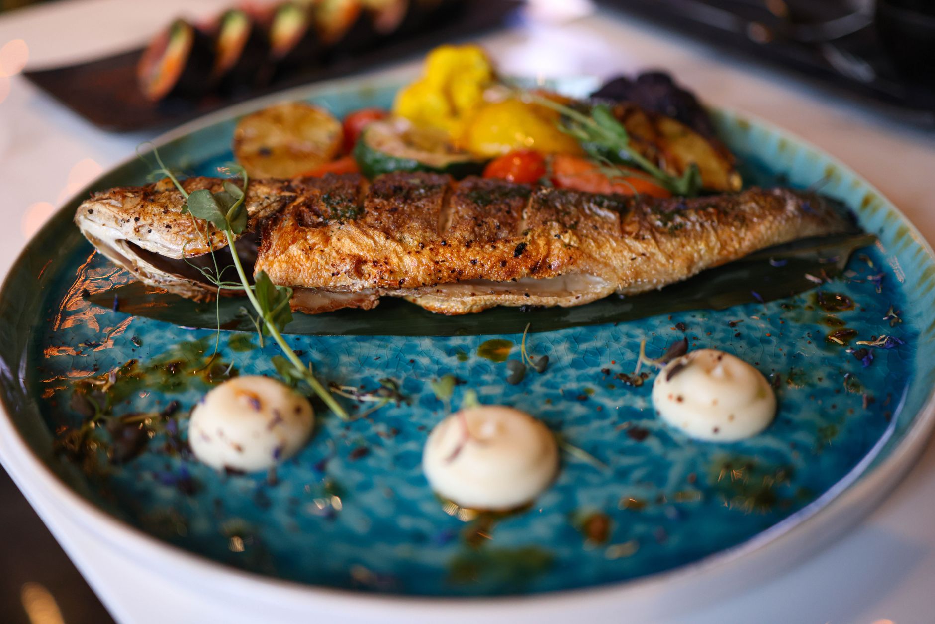 Grilled Snapper with Vegetables and Sauce