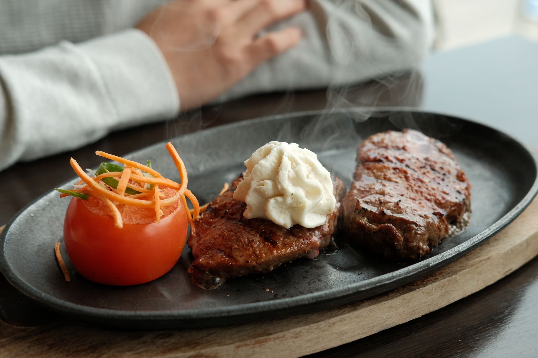Sizzling Steak with Herb Cream Sauce