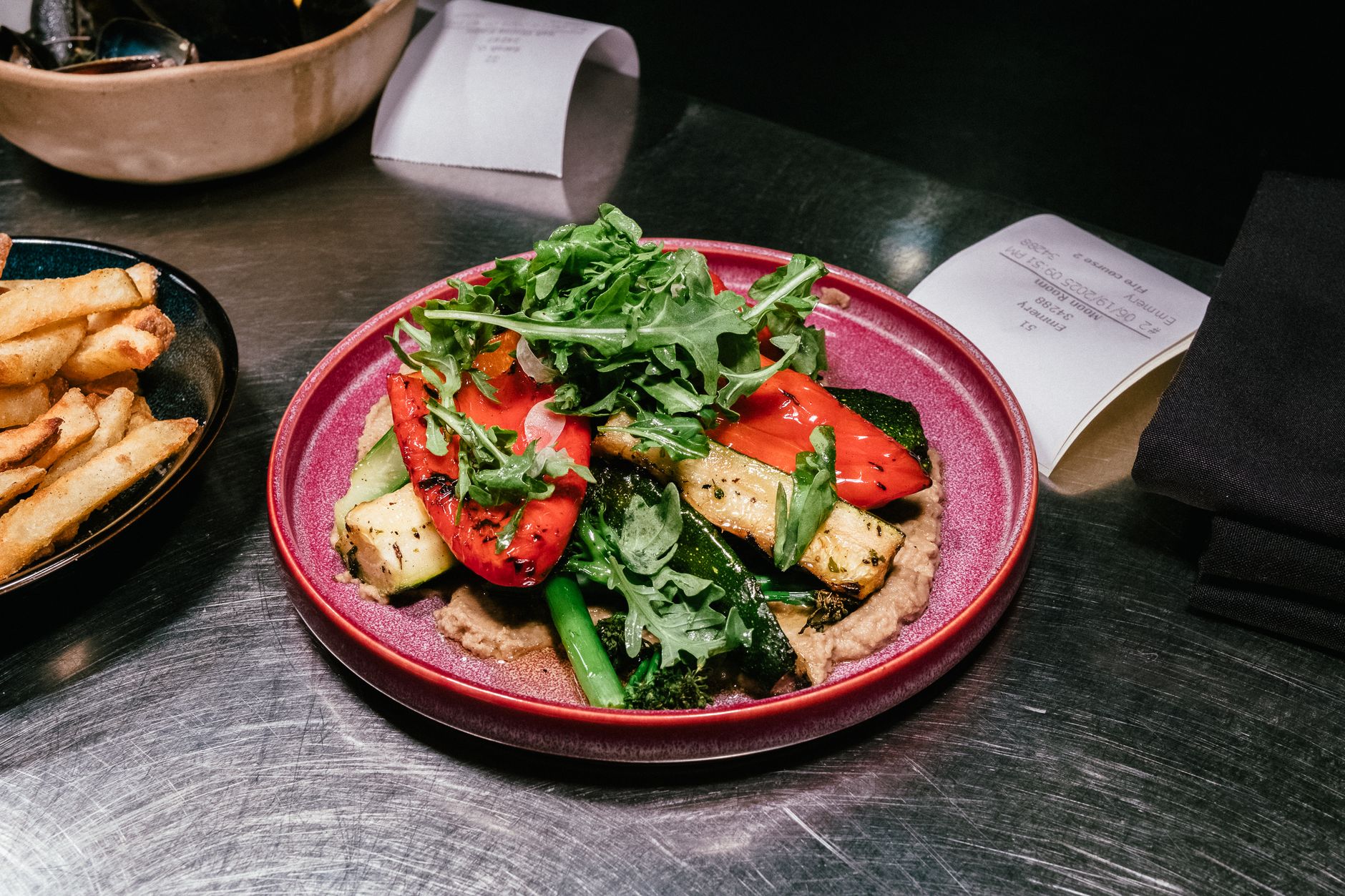 Grilled Vegetable Platter with Hummus and Arugula