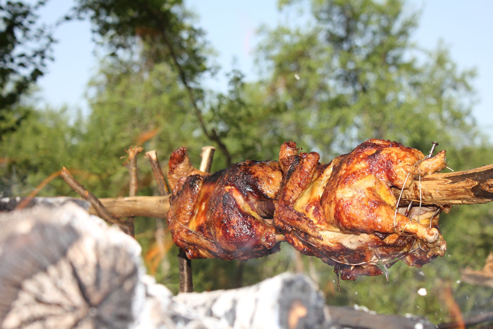 Grilled Whole Chicken on a Spit