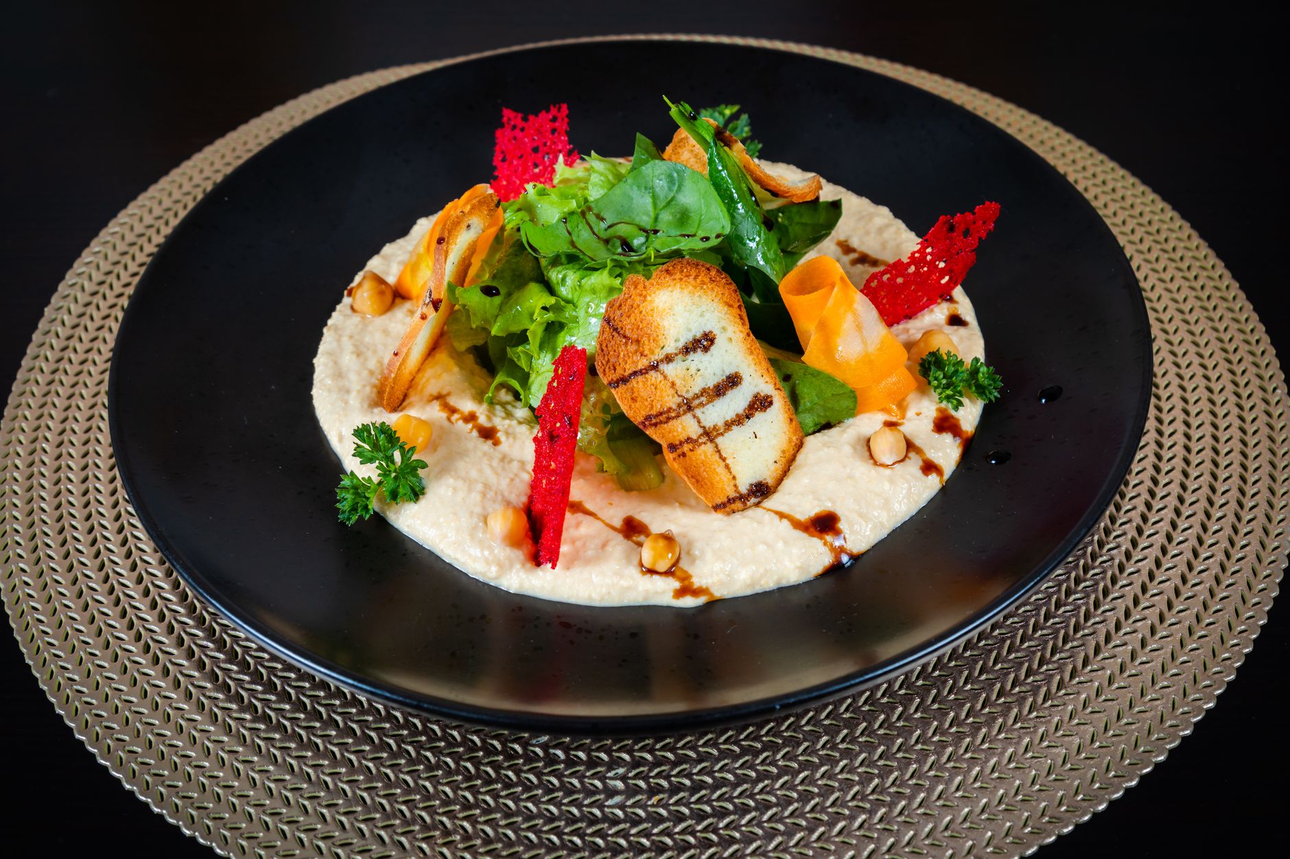 Hummus with Grilled Vegetables and Herbs