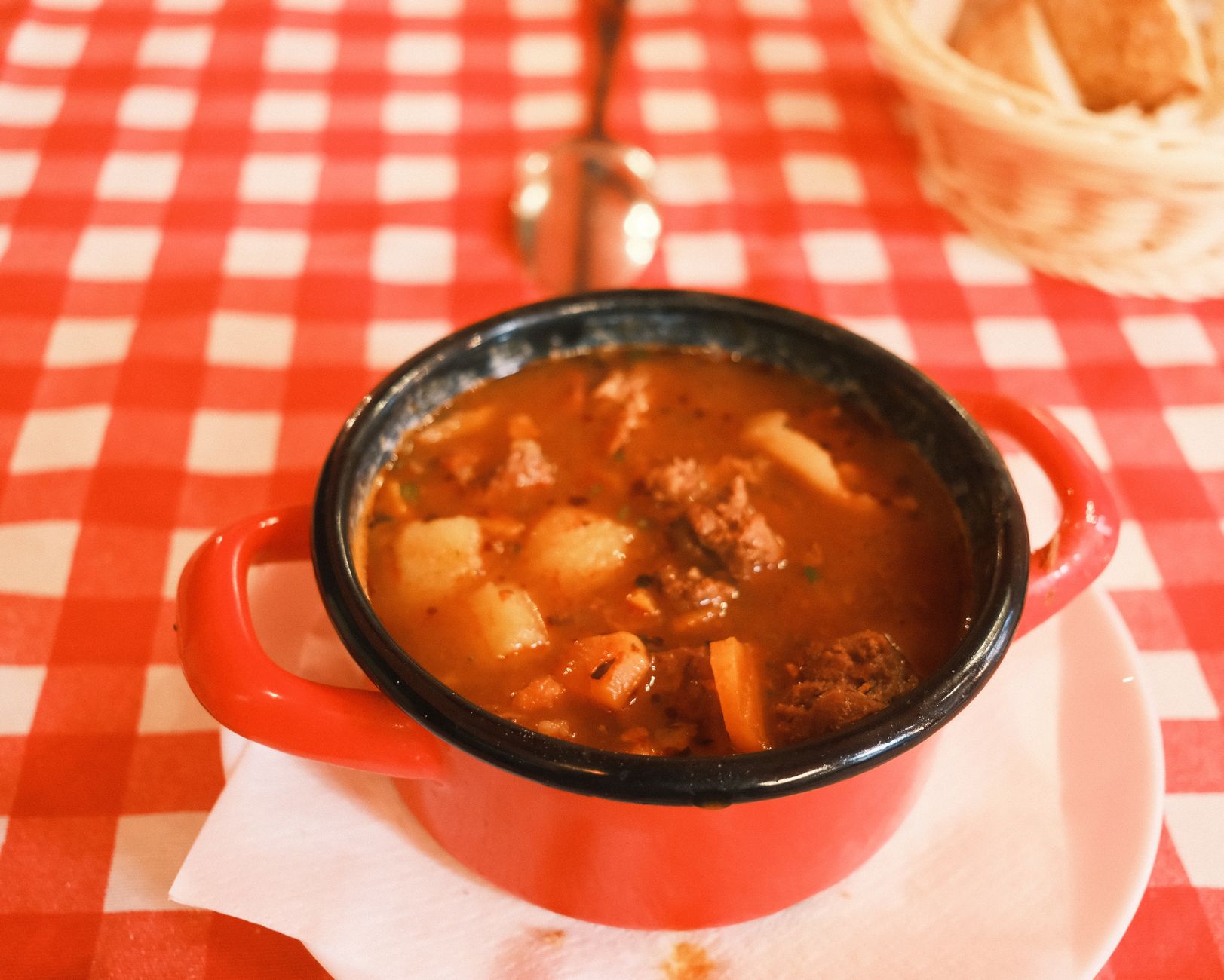 Hungarian bean soup with meat and vegetables