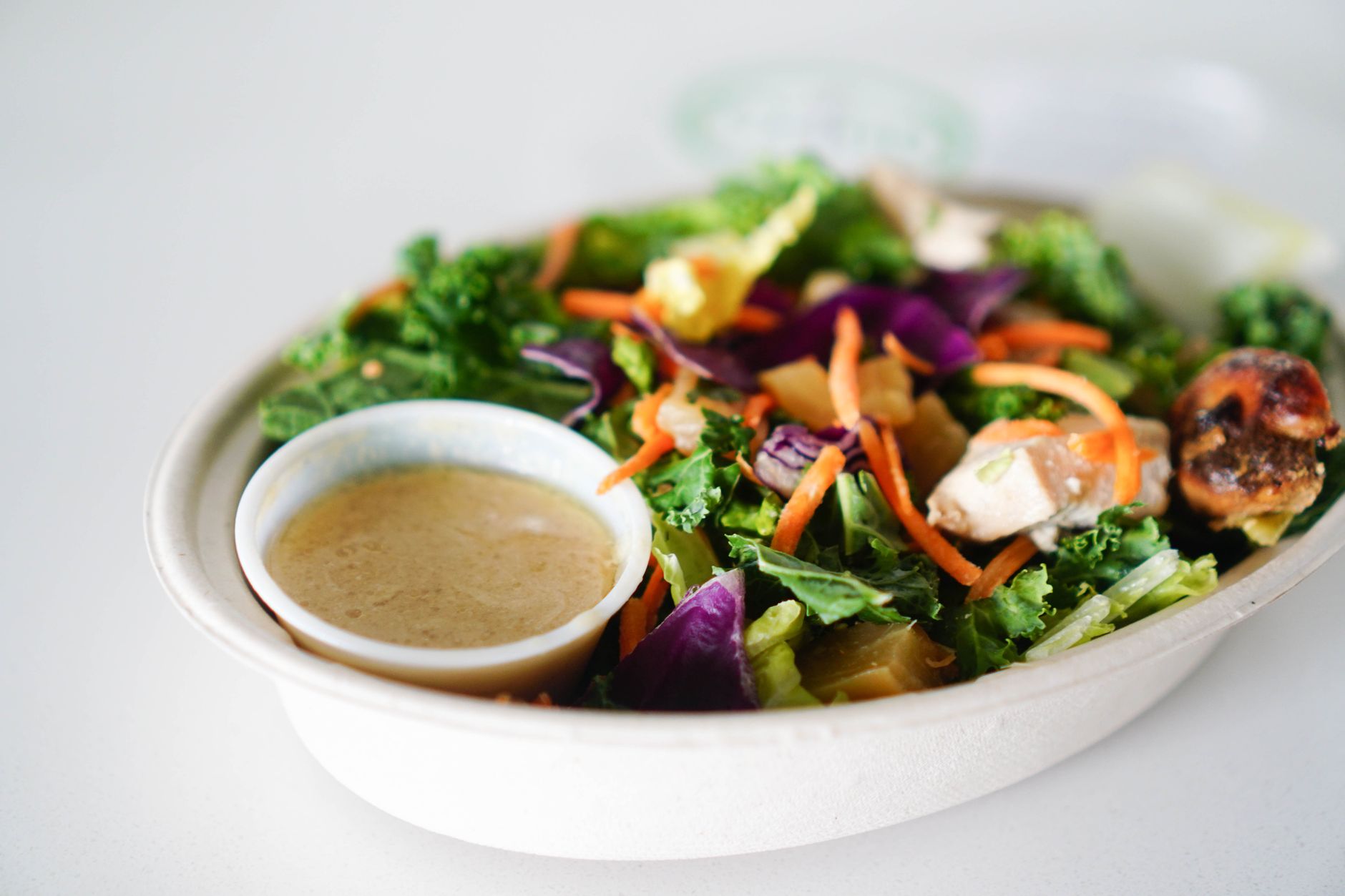 Kale Salad with Roasted Vegetables and Tahini Dressing