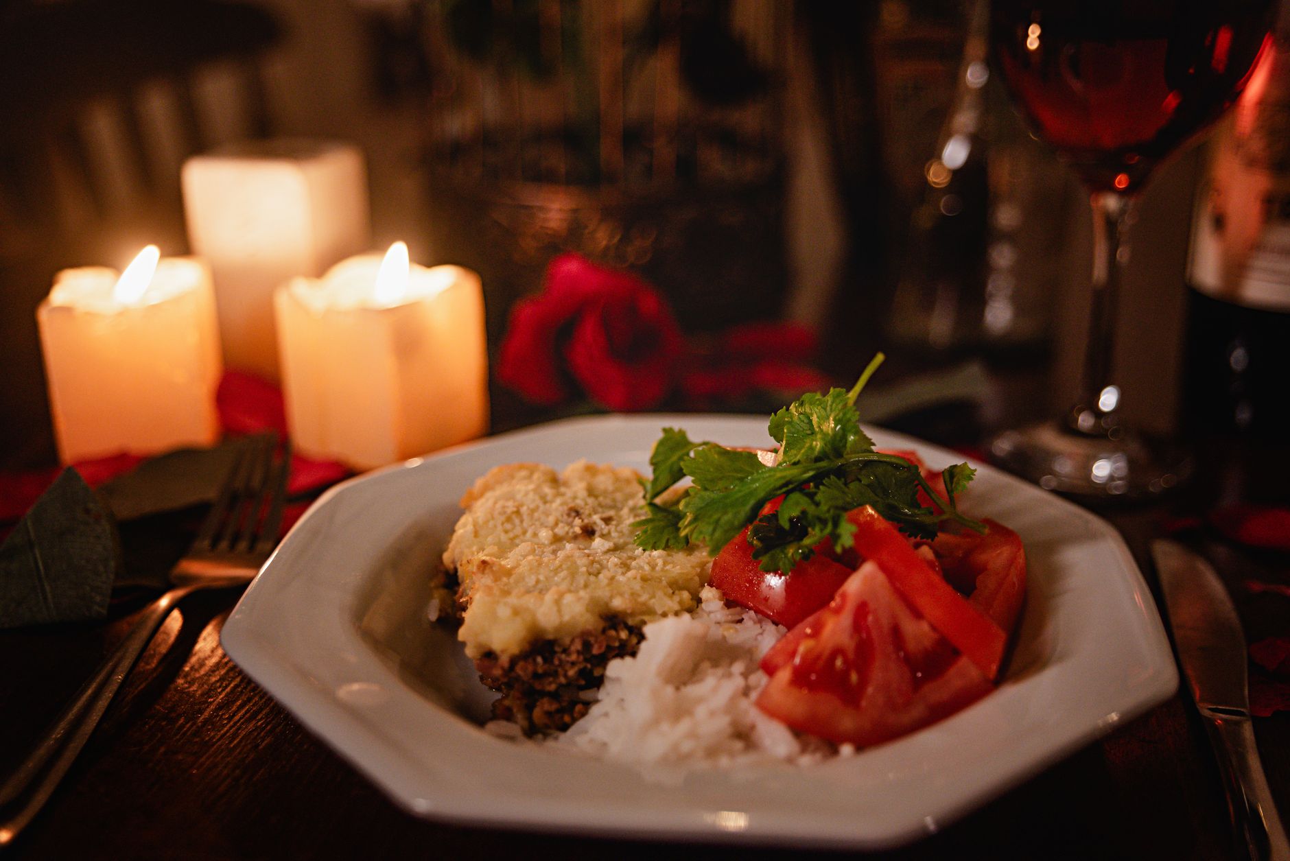 Lentil Casserole with Rice and Tomatoes