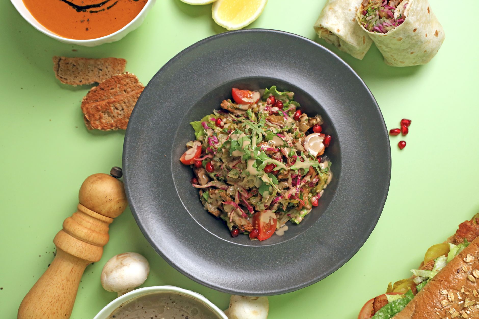 Lentil Salad with Vegetables and Pomegranate