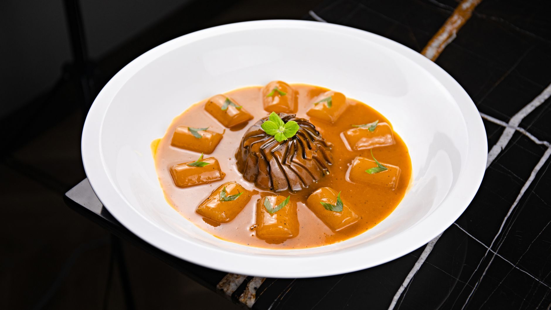 Meat Sauce with Polenta Cubes