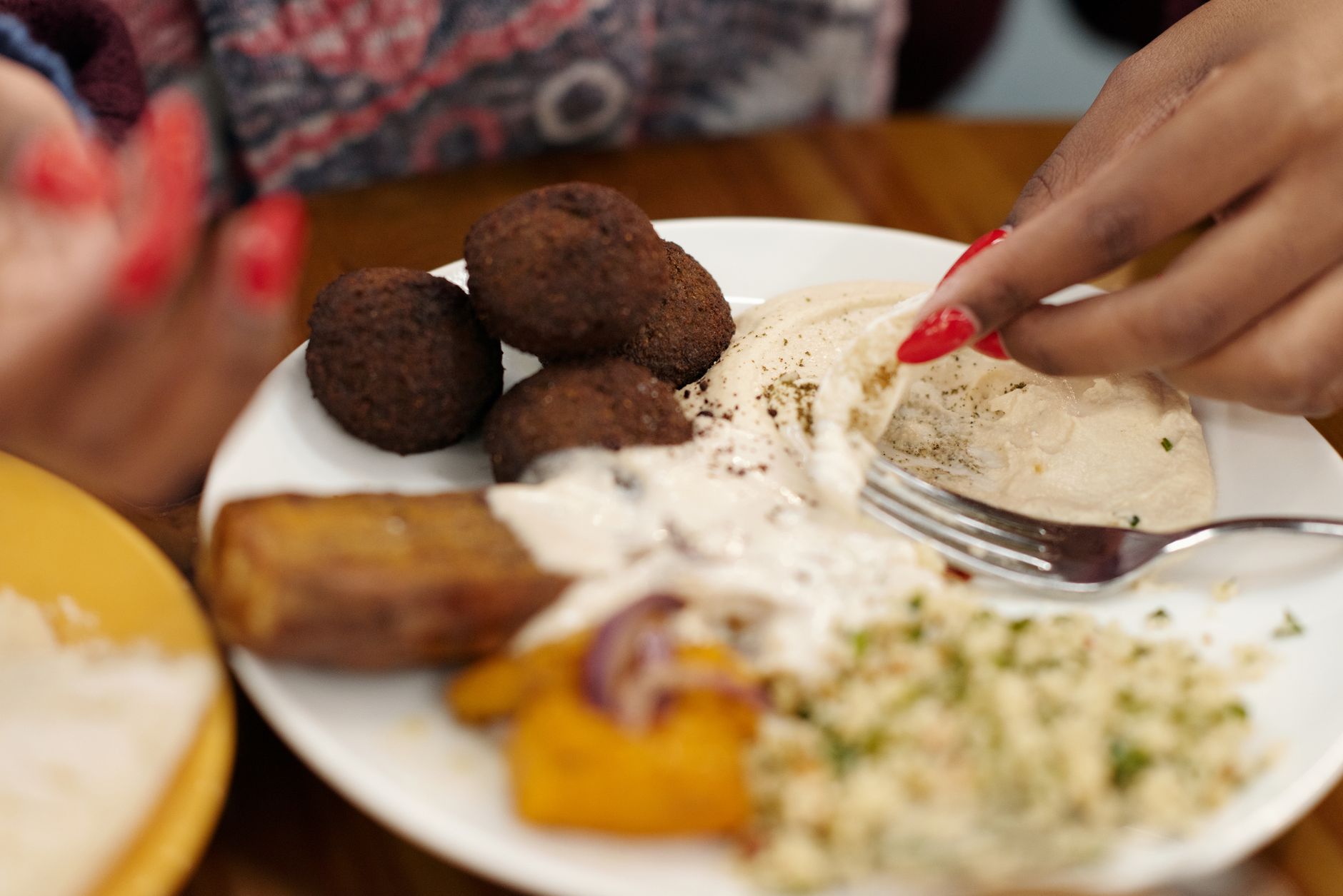 Falafel Plate with Rice and Vegetables