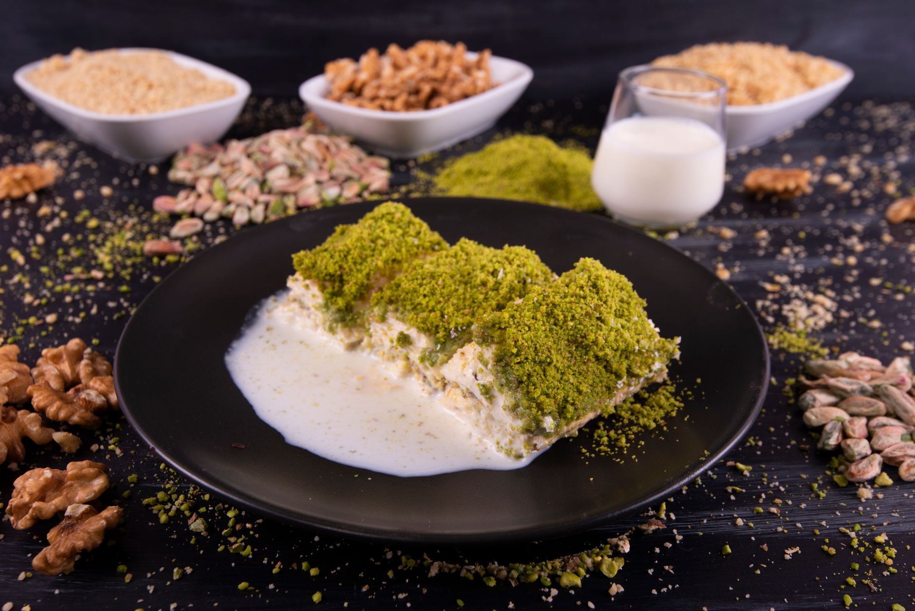 Milk Pudding with Pistachio and Walnut