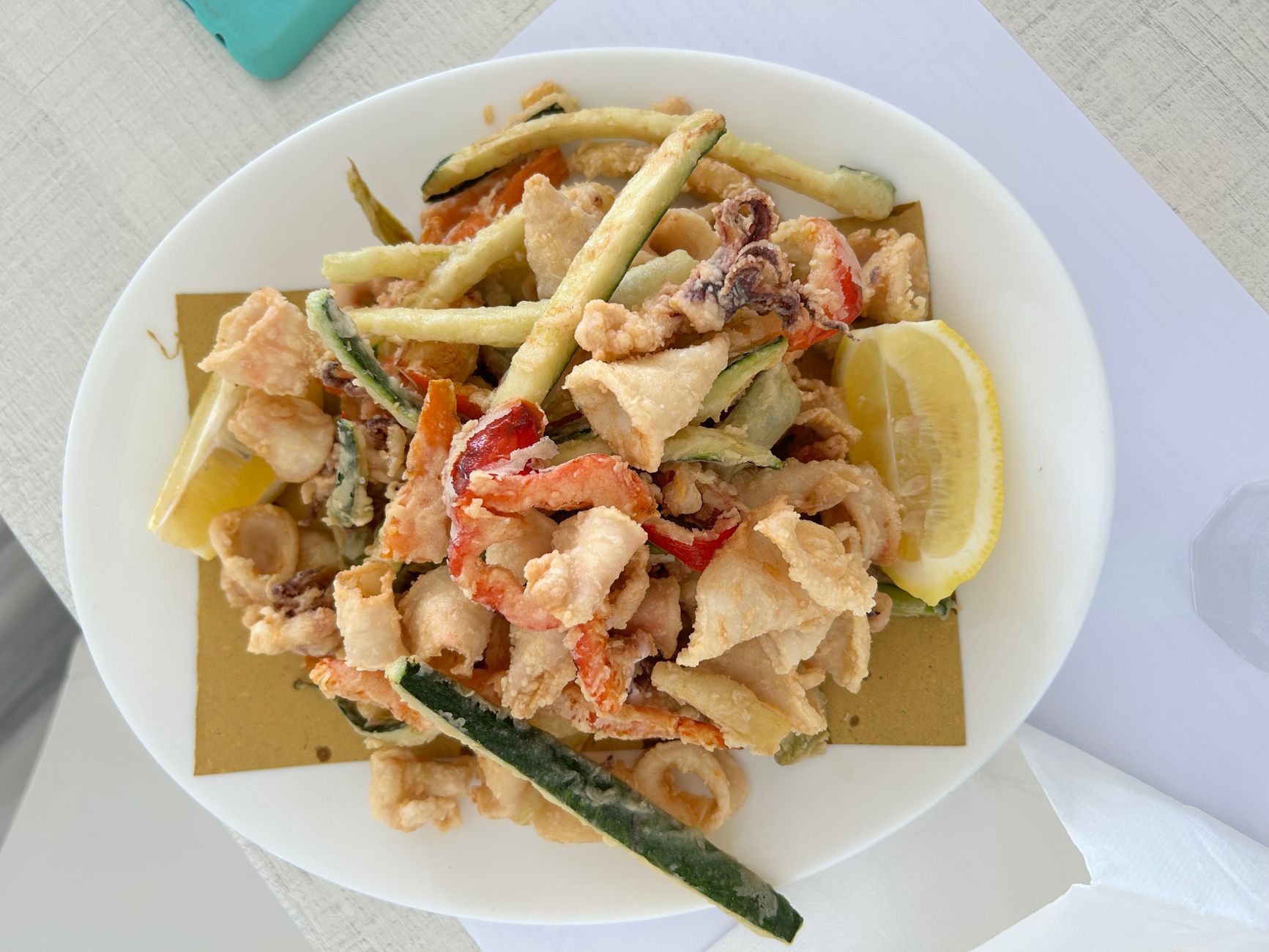 Mixed Fried Seafood and Vegetables